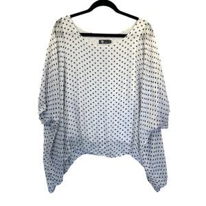 M‎ Brand Made in Italy Shirt Silk TShirt Top Black Polka Dot XS Oversized